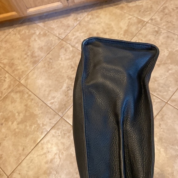 BLACK leather Vince Camino purse handbag woven design top and fringe accent - Picture 8 of 9